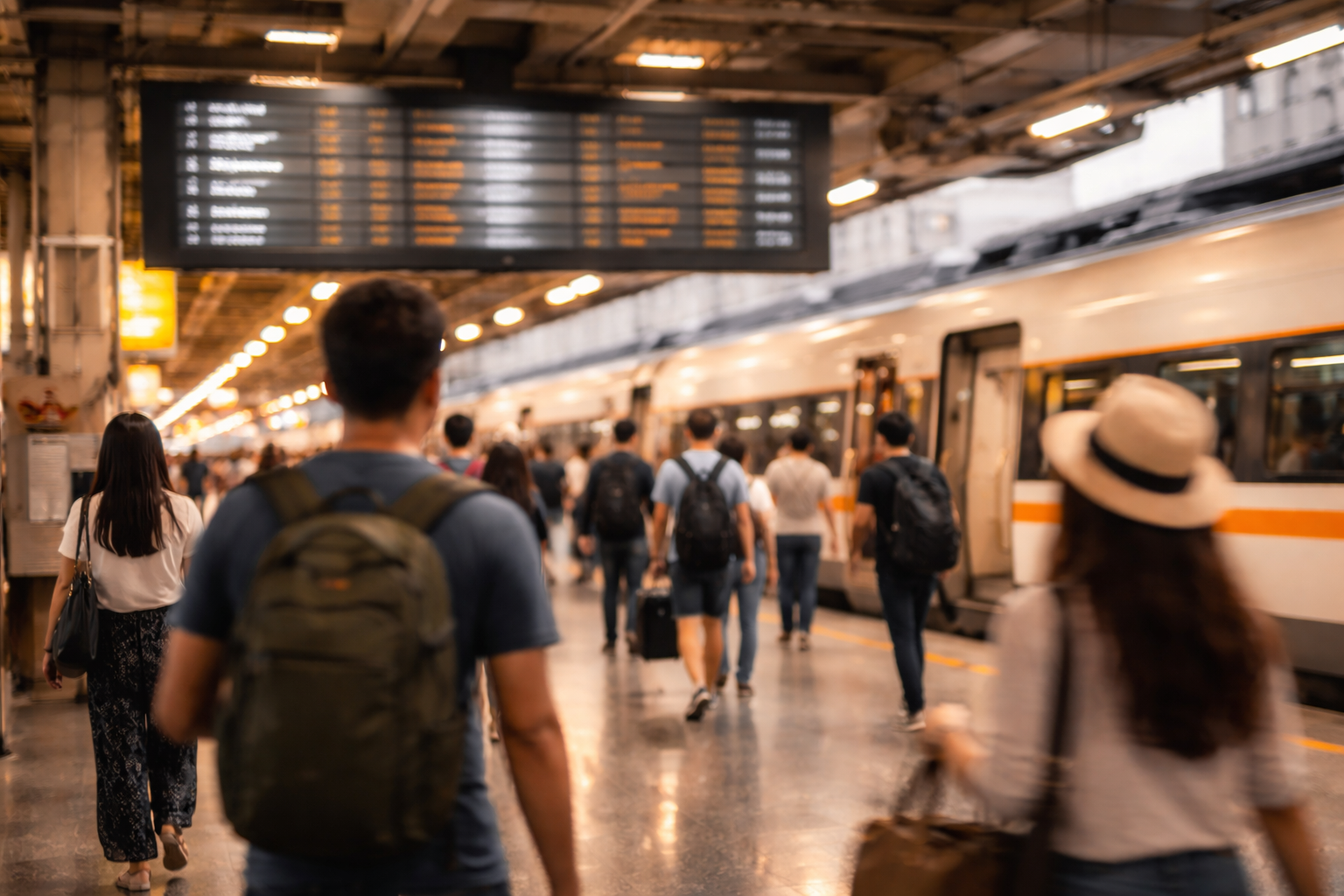 Departure board blurred platform
